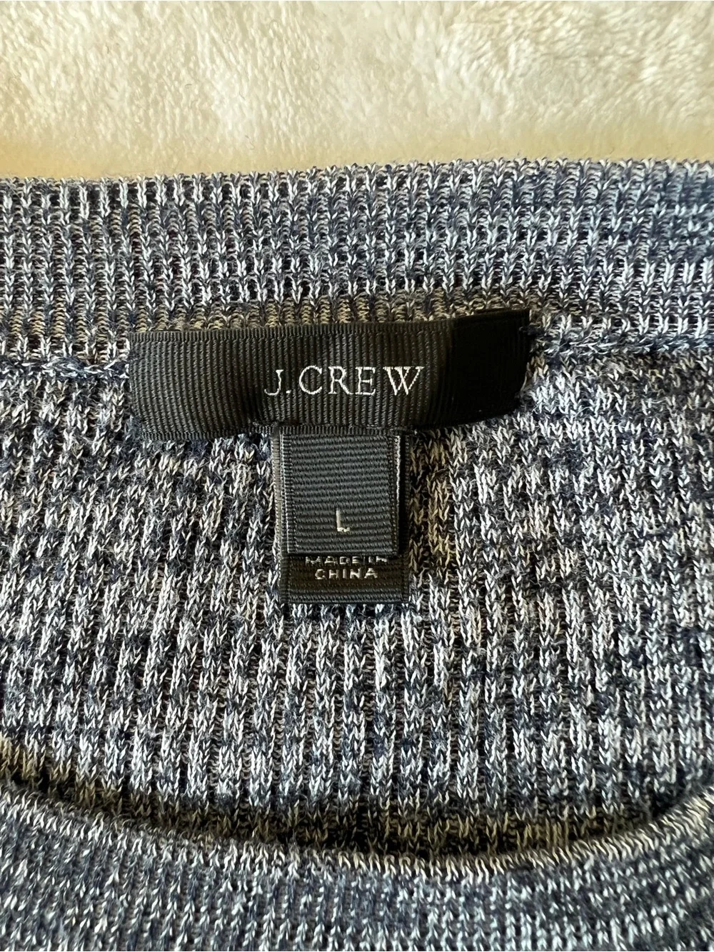 J.Crew Blue & White Marled Knit Sweater Button Cuffs Women’s Size Large